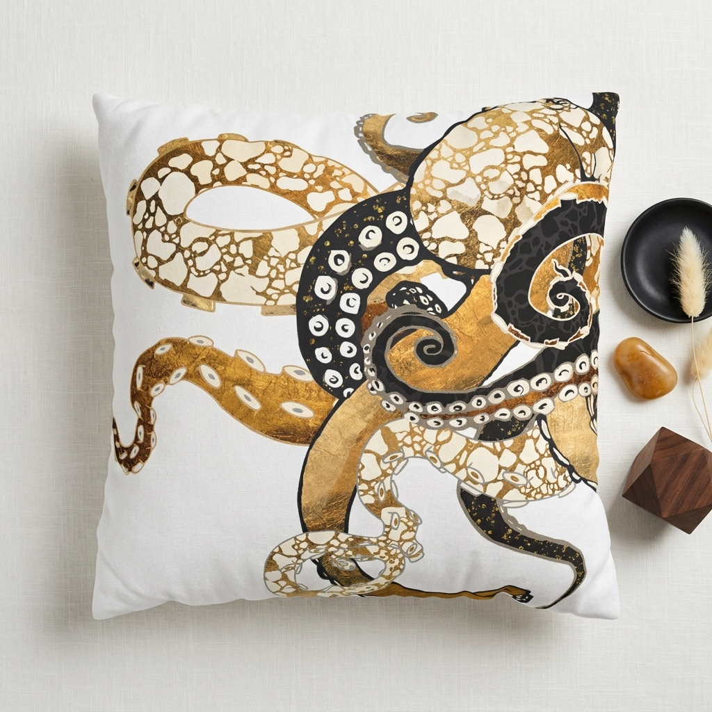 Metallic Octopus - Decorative Pillow Cover