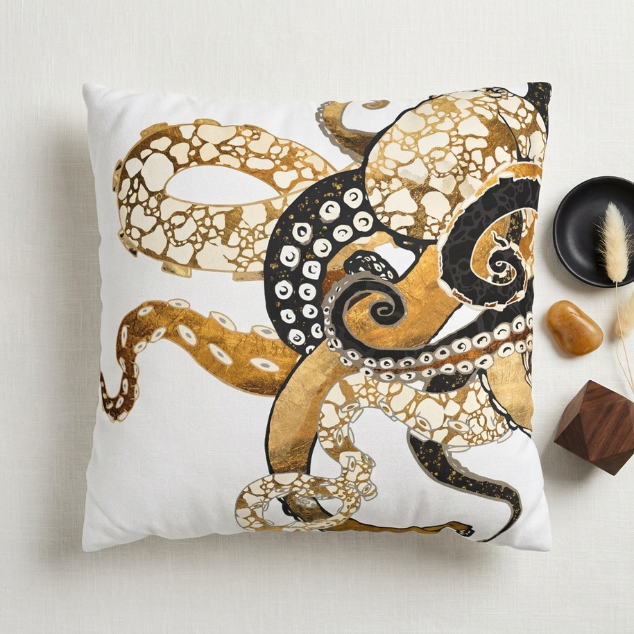 Metallic Octopus - Decorative Pillow Cover