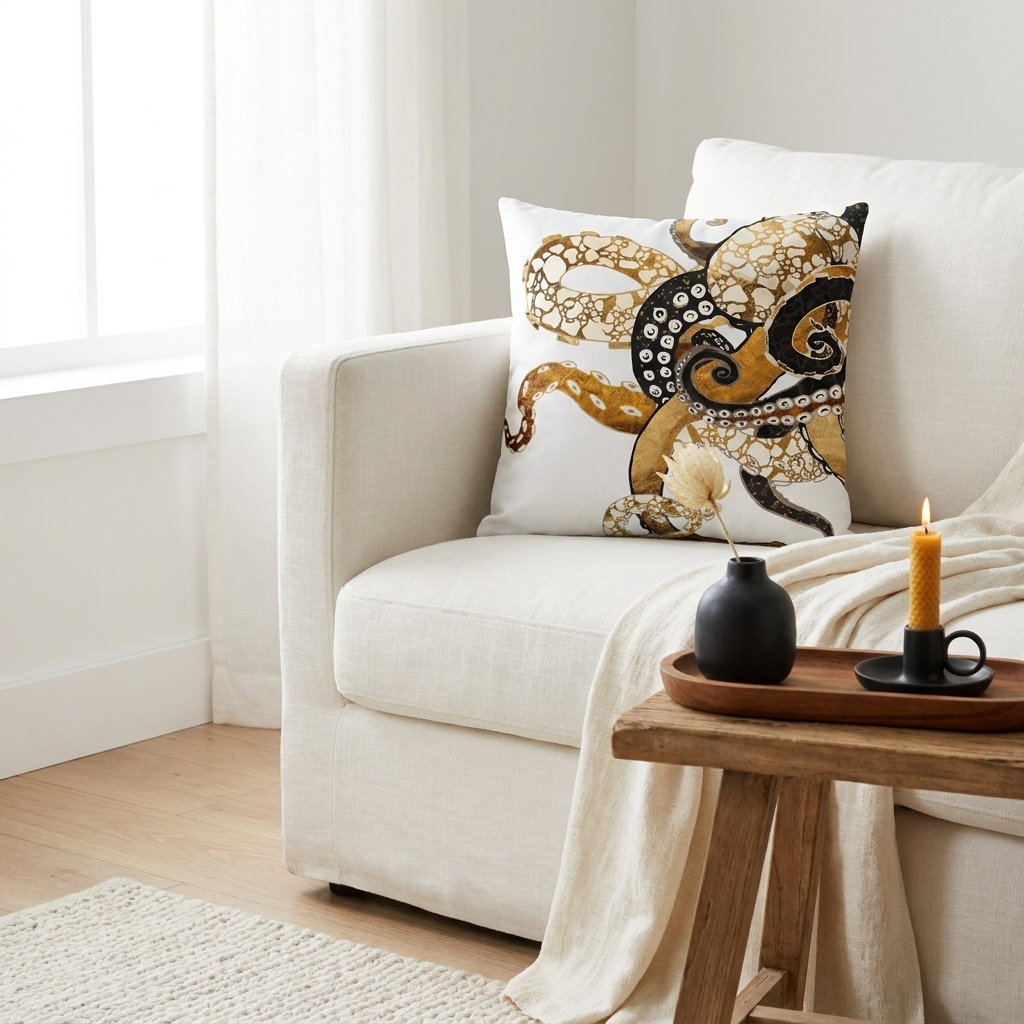 Metallic Octopus - Decorative Pillow Cover