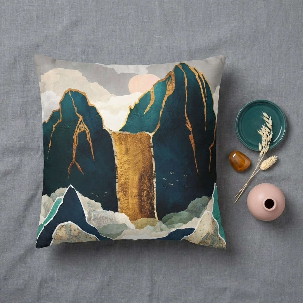 Golden Waterfall - Decorative Pillow Cover