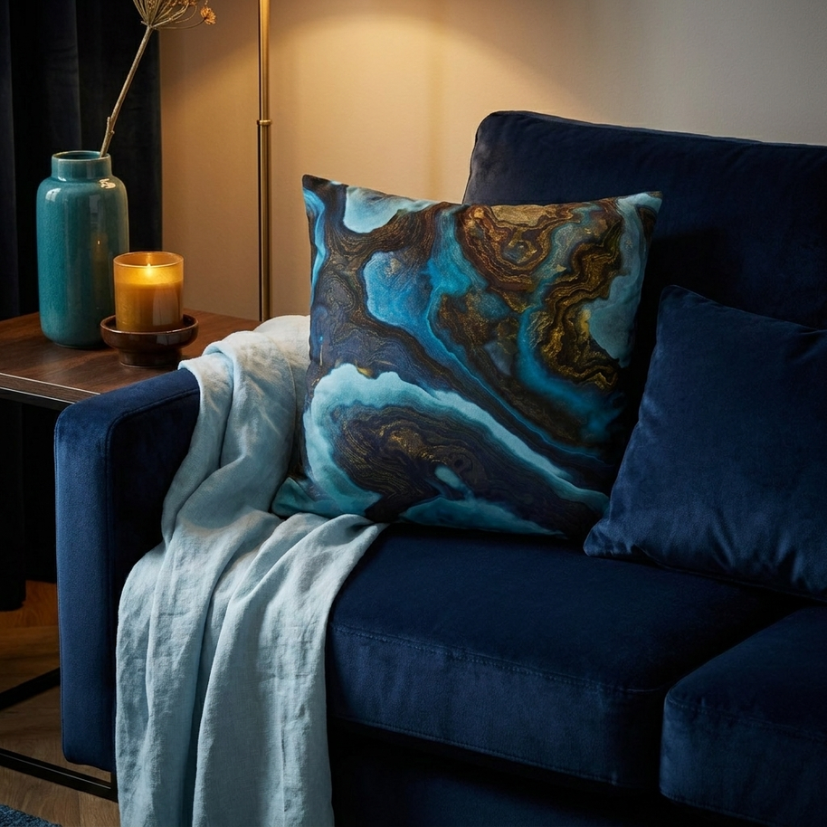 Blue Agate - Decorative Pillow Cover