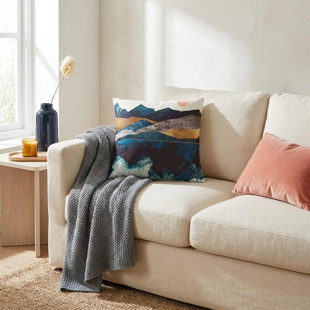 Blue Mountain Reflection - Decorative Pillow Cover