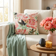 Floral Cranes - Decorative Pillow Cover