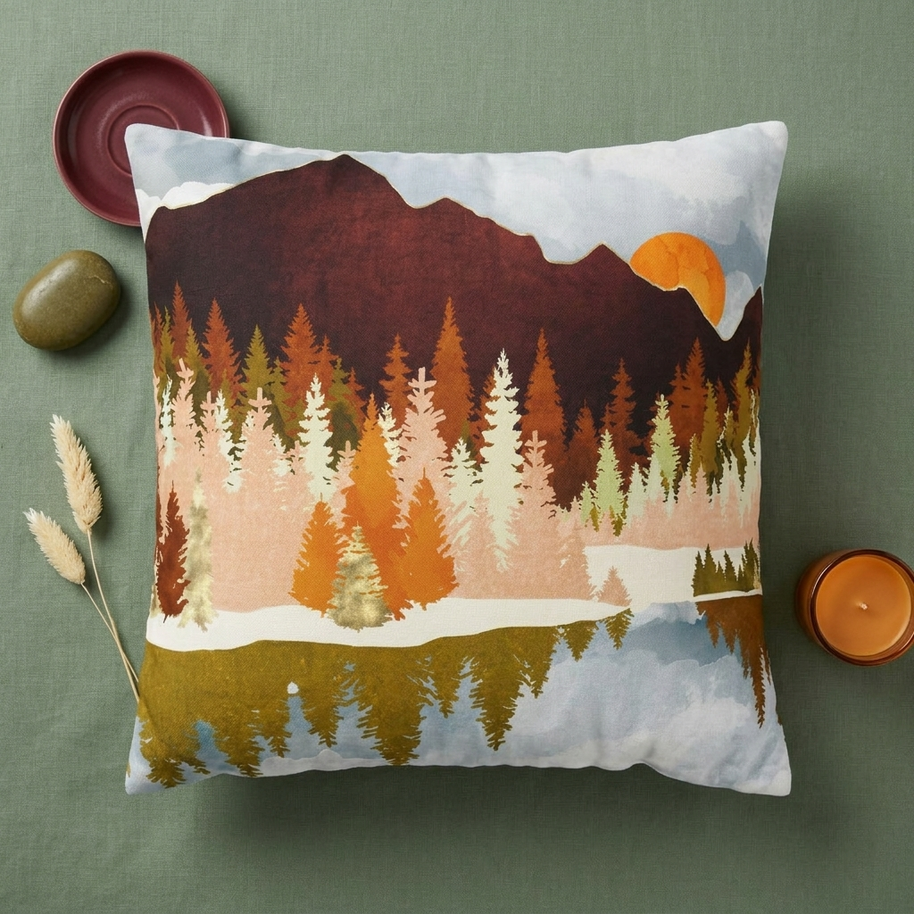 Winter Lake Forest - Decorative Pillow Cover