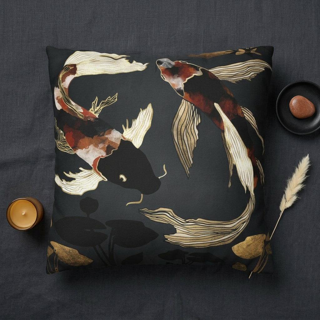 Metallic Koi IV - Decorative Pillow Cover