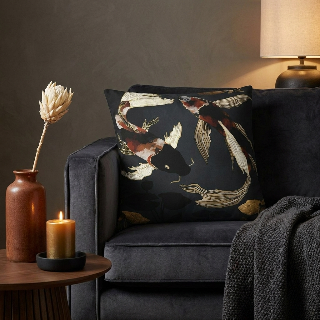 Metallic Koi IV - Decorative Pillow Cover