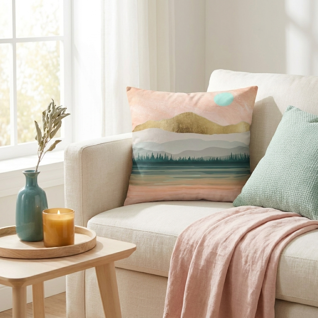 Spring Forest Lake - Decorative Pillow Cover