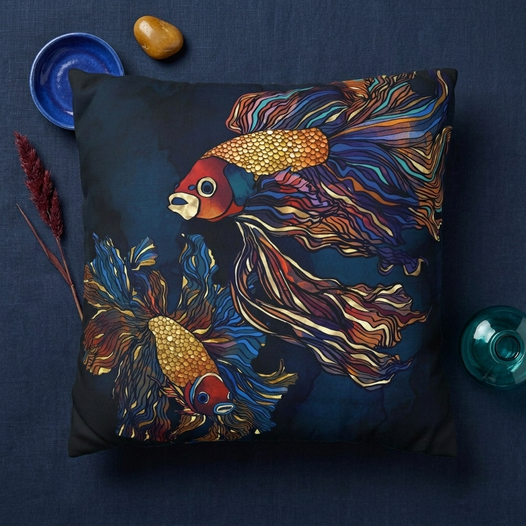 Metallic Betta Fish - Decorative Pillow Cover