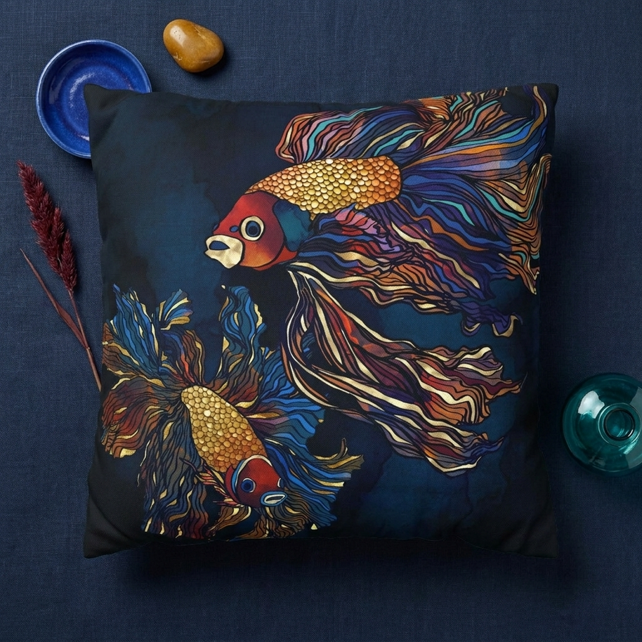 Metallic Betta Fish - Decorative Pillow Cover