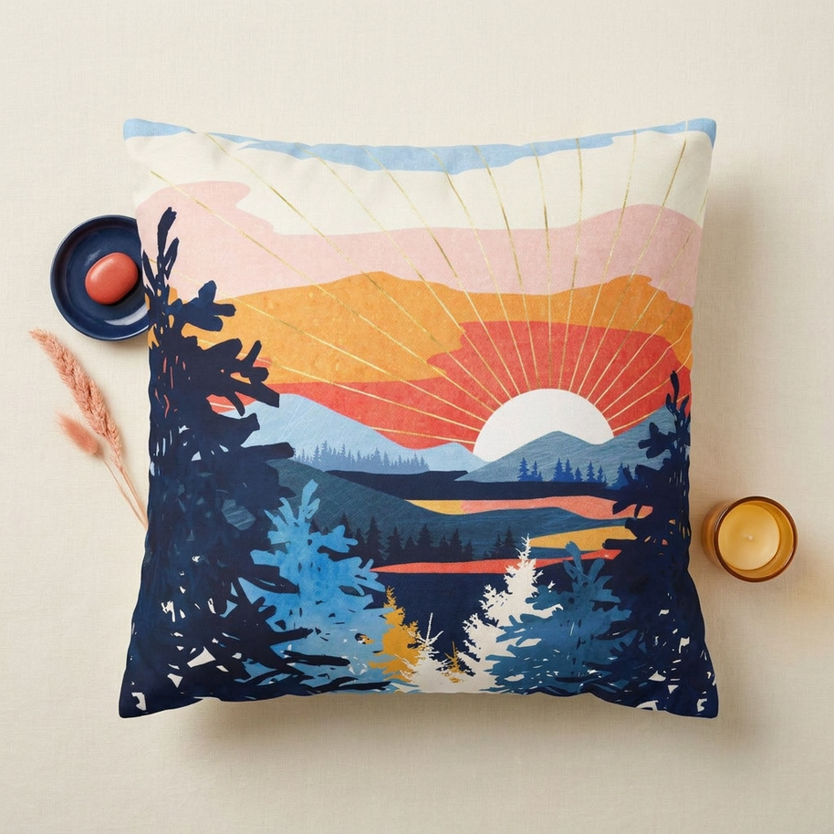 Sunset Lake - Decorative Pillow Cover