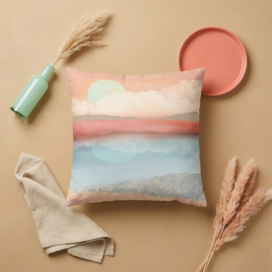 Mint Moon Beach - Decorative Pillow Cover