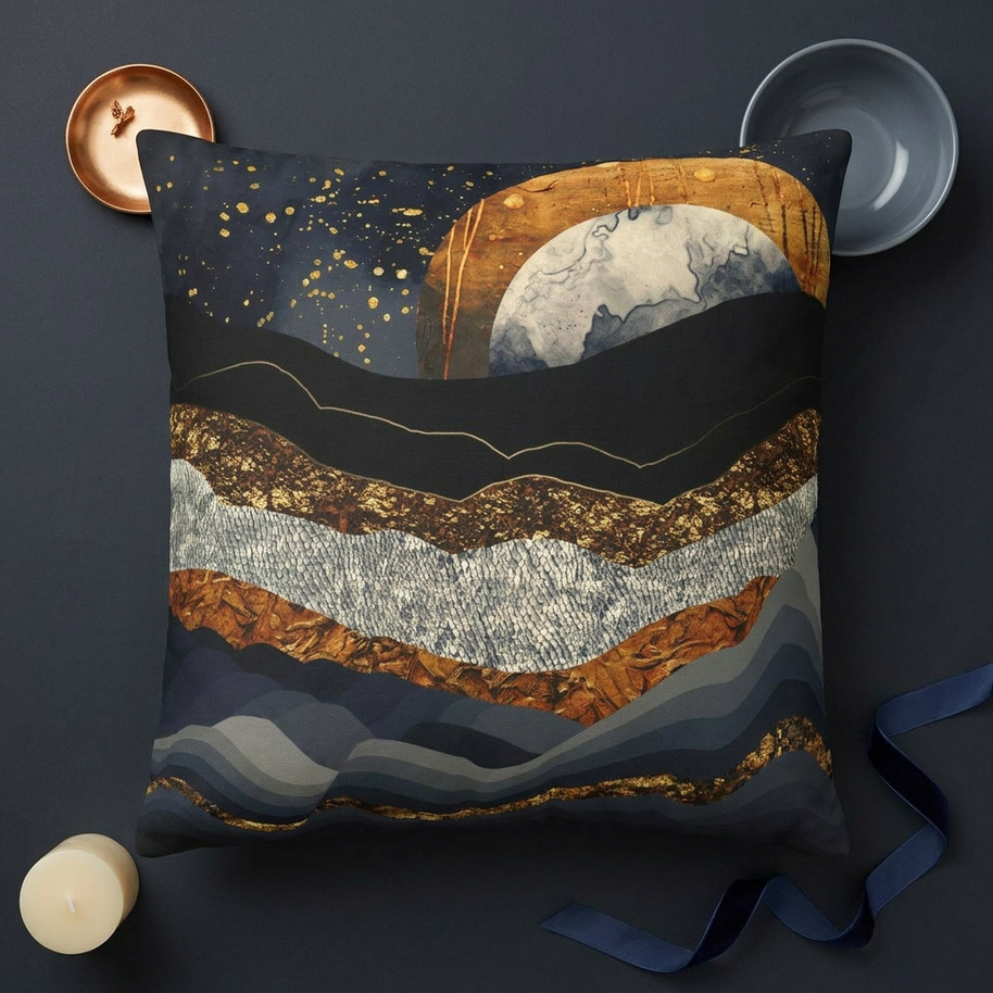 Metallic Mountains - Decorative Pillow Cover