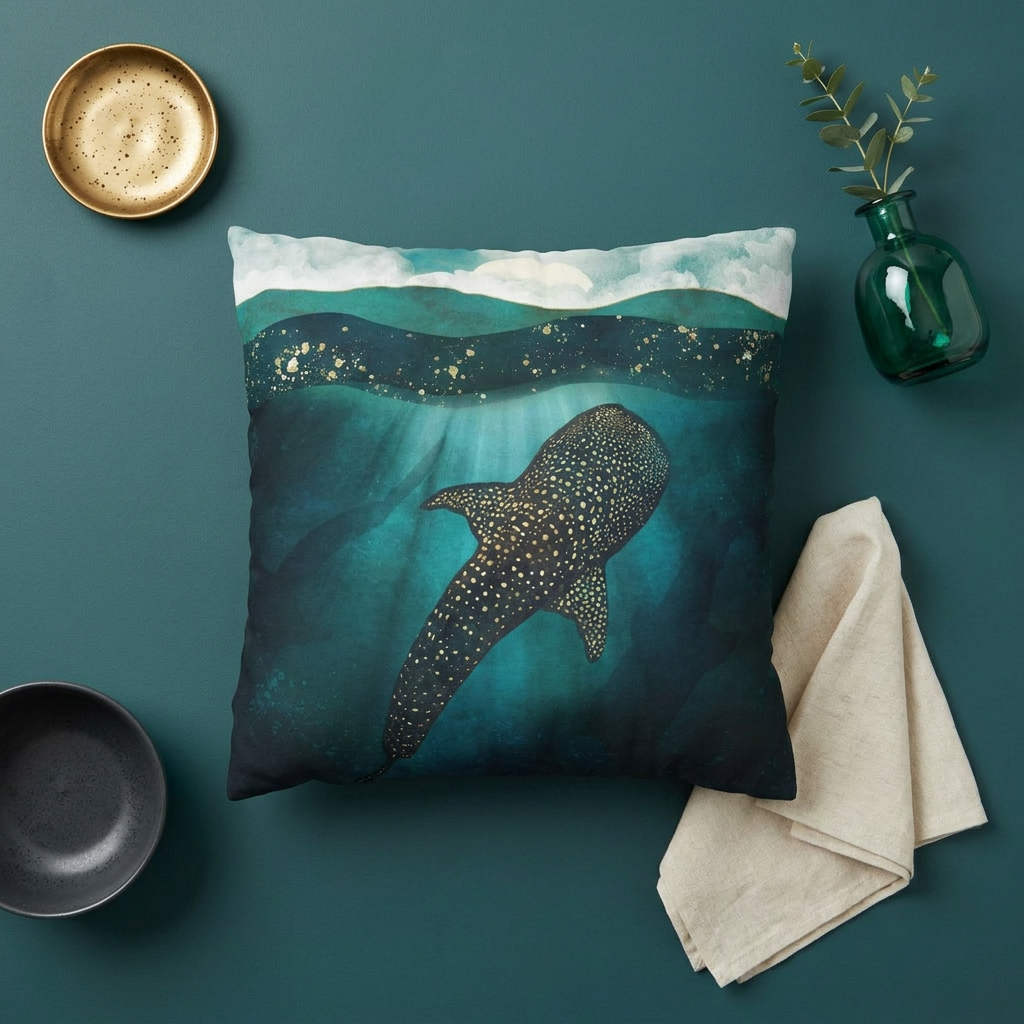 Metallic Whale Shark - Decorative Pillow Cover