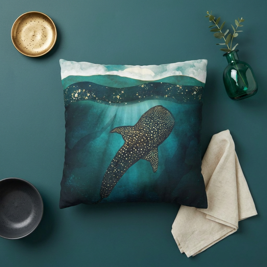 Metallic Whale Shark - Decorative Pillow Cover