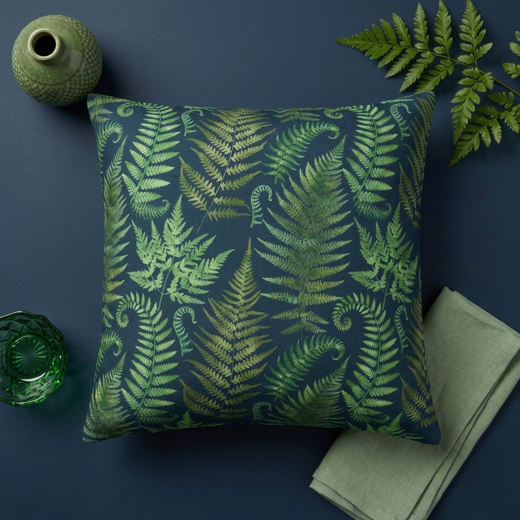 Blue Ferns - Decorative Pillow Cover