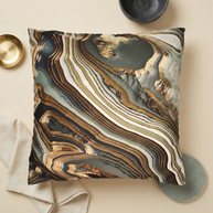 White Gold Agate Abstract  - Decorative Pillow Cover
