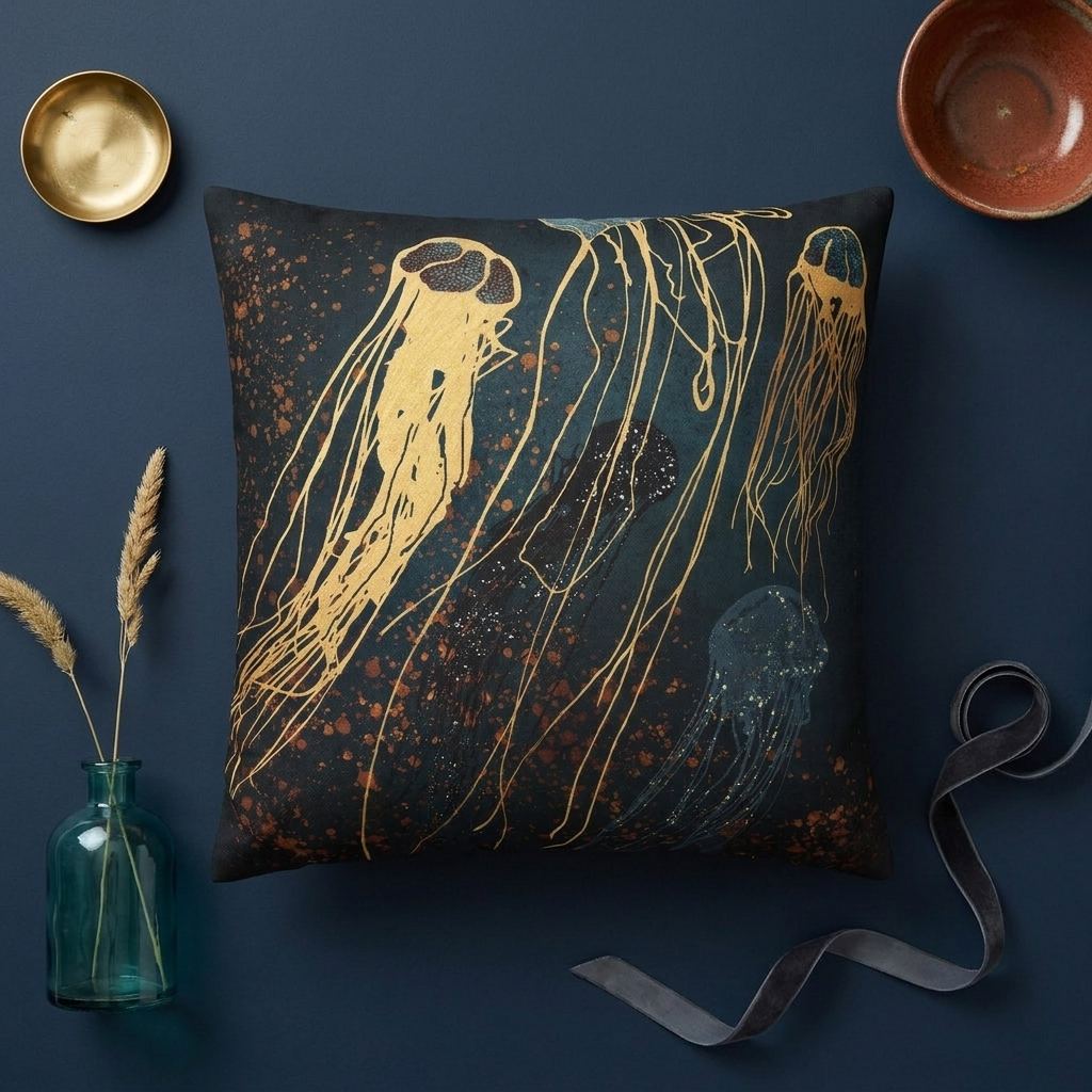 Metallic Jellyfish  - Decorative Pillow Cover