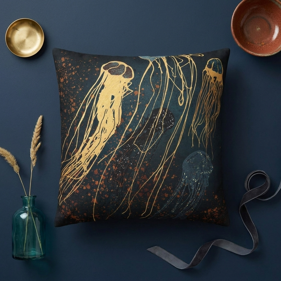 Metallic Jellyfish  - Decorative Pillow Cover