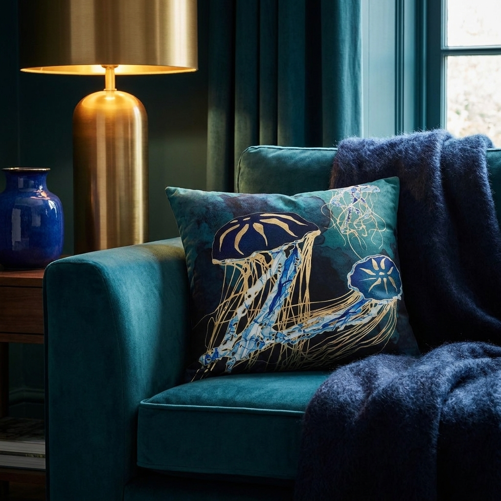 Metallic Jellyfish III - Decorative Pillow Cover
