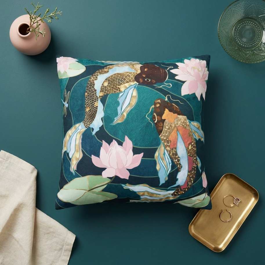 Metallic Koi III  - Decorative Pillow Cover