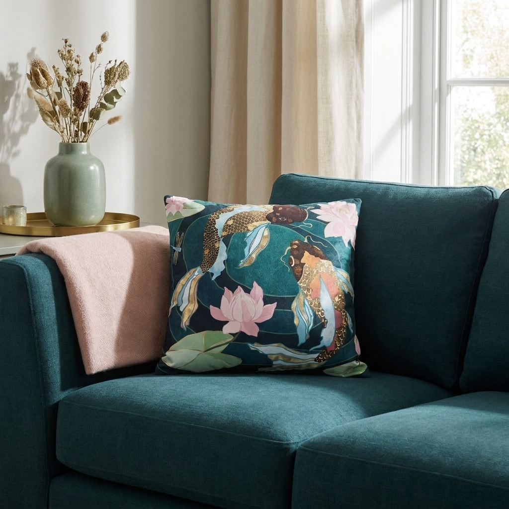 Metallic Koi III  - Decorative Pillow Cover