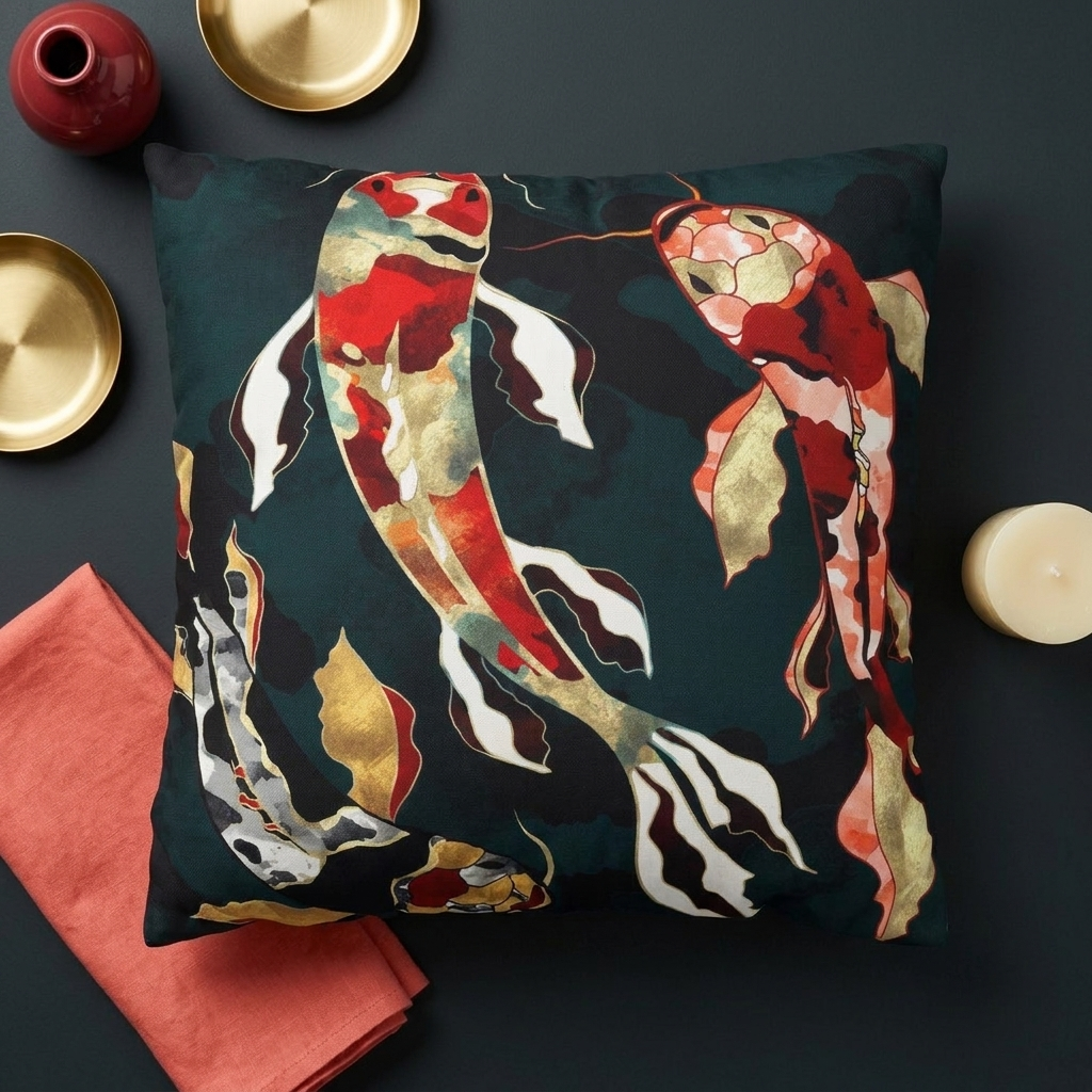 Metallic Koi  - Decorative Pillow Cover