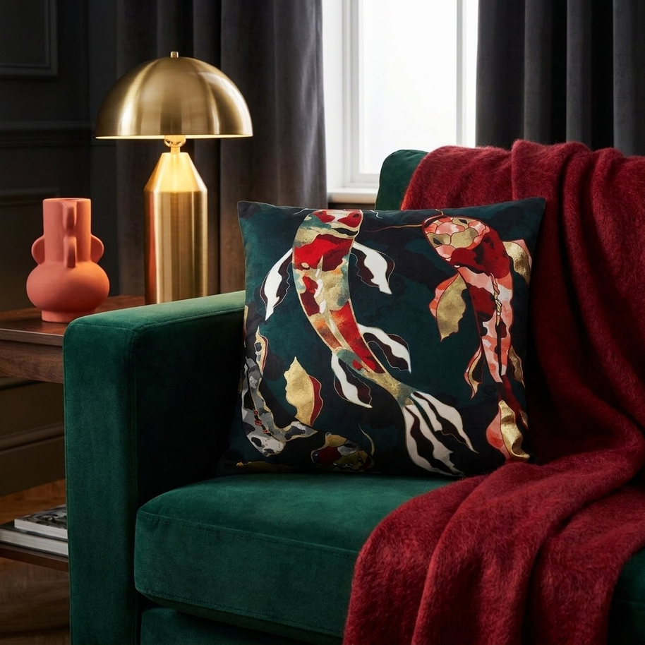 Metallic Koi  - Decorative Pillow Cover