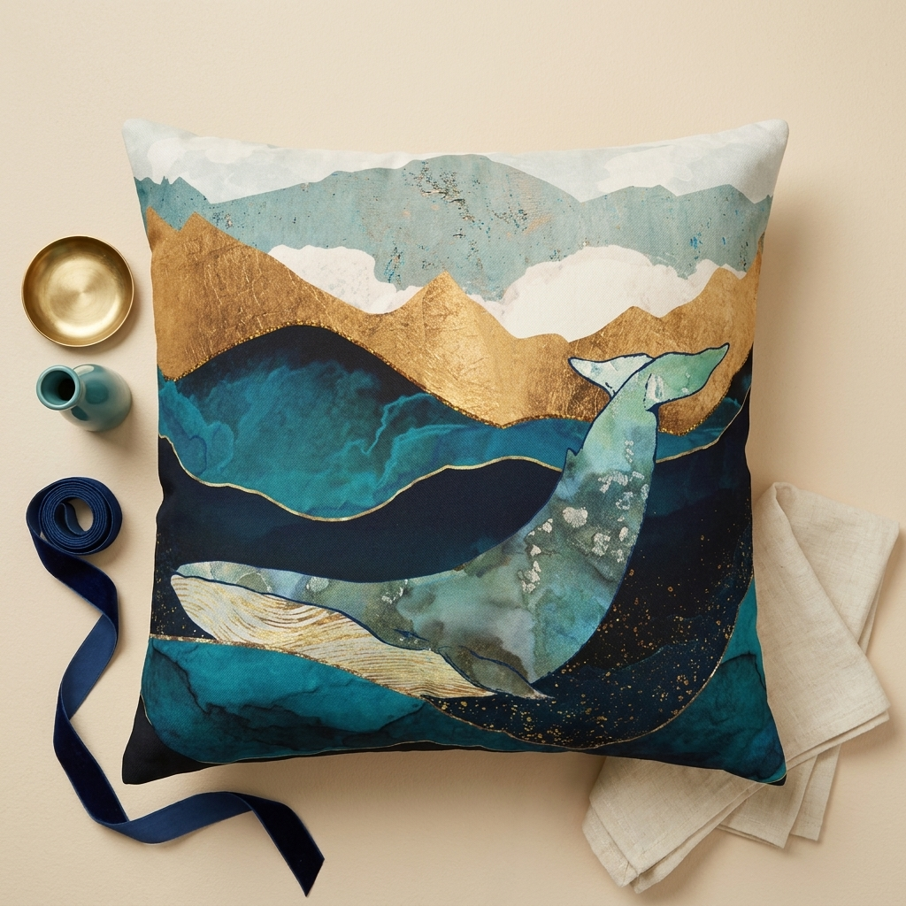 Blue Whale  - Decorative Pillow Cover