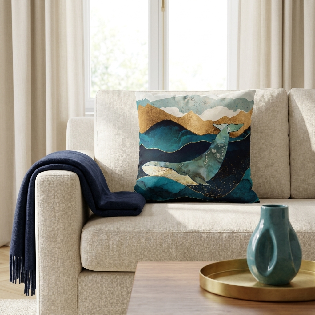 Blue Whale  - Decorative Pillow Cover
