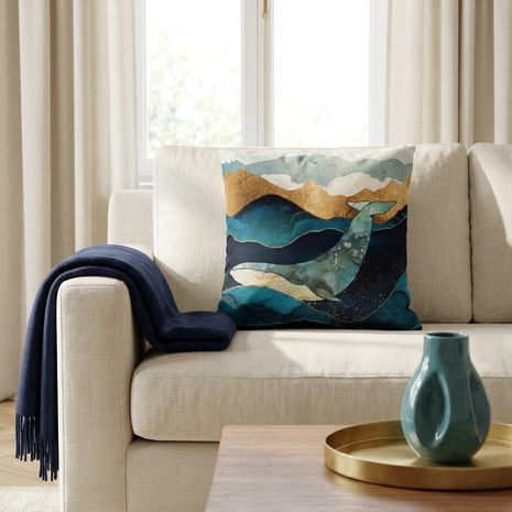 Blue Whale  - Decorative Pillow Cover