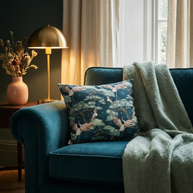 Dark Blue Crane and Bonsai  - Decorative Pillow Cover