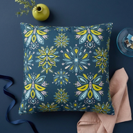 Hand Drawn Organic Pattern Yellow Blue Pink and Navy  - Decorative Pillow Cover