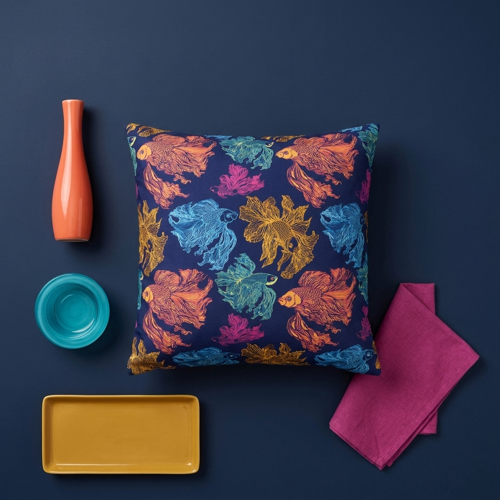 Betta Fish Pattern-Color Pop Version - Decorative Pillow Cover