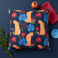 Botanical Leopard Navy - Decorative Pillow Cover