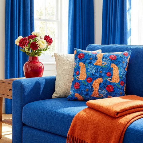 Botanical Leopard Blue - Decorative Pillow Cover