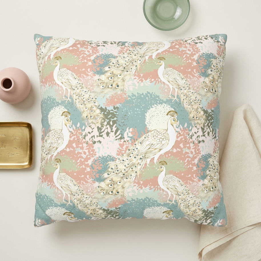 Peacock Garden - Decorative Pillow Cover