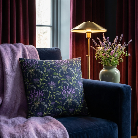 Wild Flower Bouquet with Navy - Decorative Pillow Cover