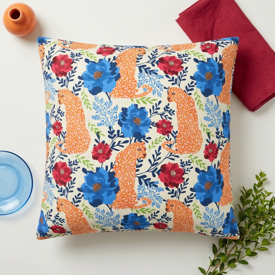Botanical Leopard Cream - Decorative Pillow Cover