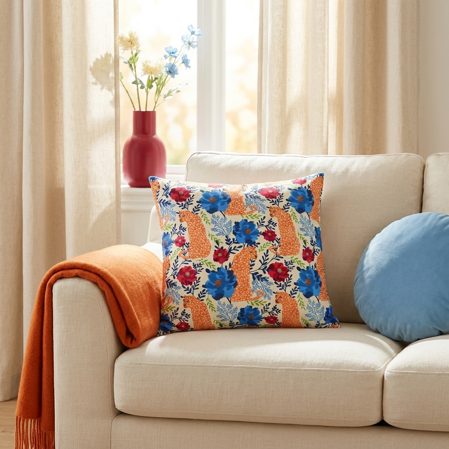 Botanical Leopard Cream - Decorative Pillow Cover