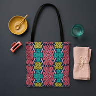 Pink-Teal-Blue-and-Mustard - Tote Bag