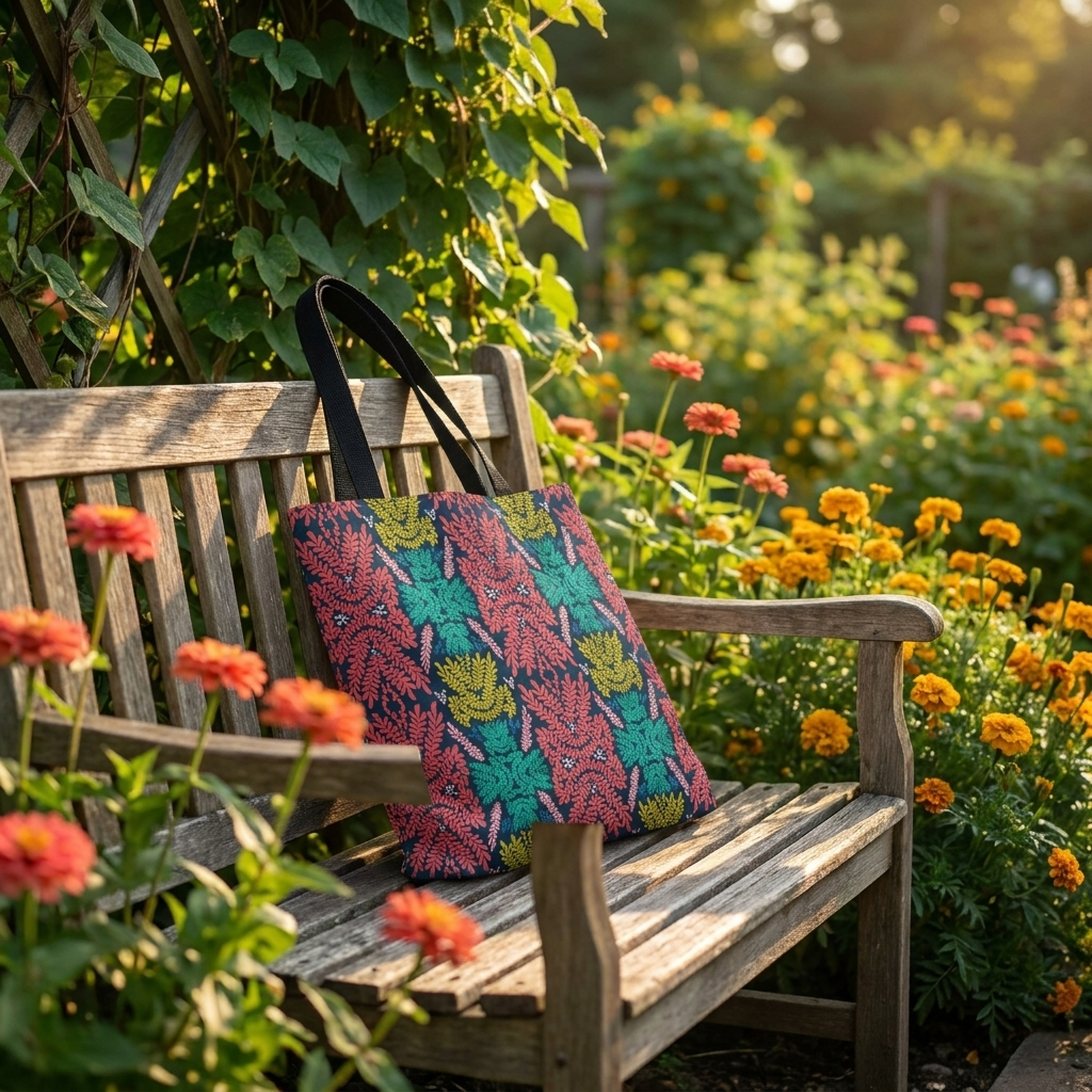 Pink-Teal-Blue-and-Mustard - Tote Bag