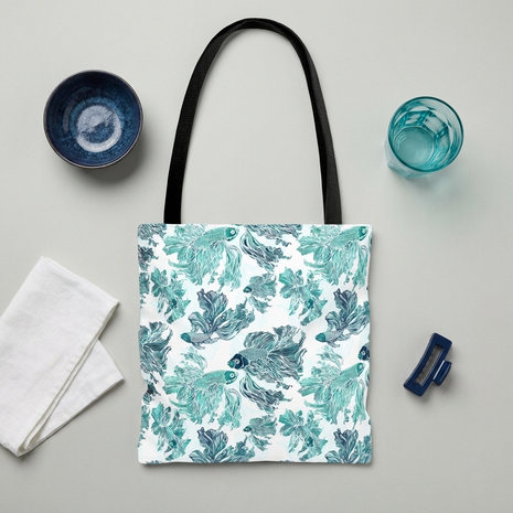 Betta Fish Blue and Teal - Tote Bag