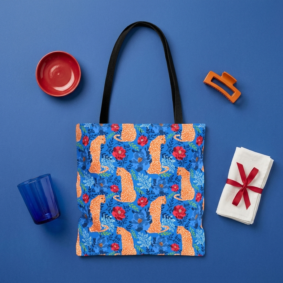 Botanical Leopard Blue - Tote Bag