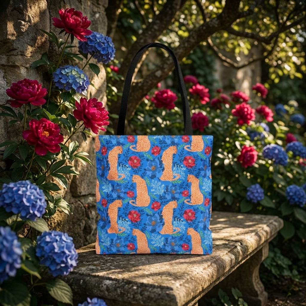 Botanical Leopard Blue - Tote Bag