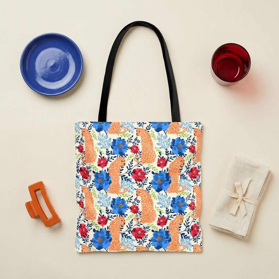 Botanical Leopard with Cream - Tote Bag