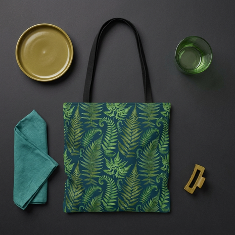 Ferns and Navy - Tote Bag