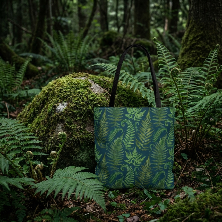 Ferns and Navy - Tote Bag