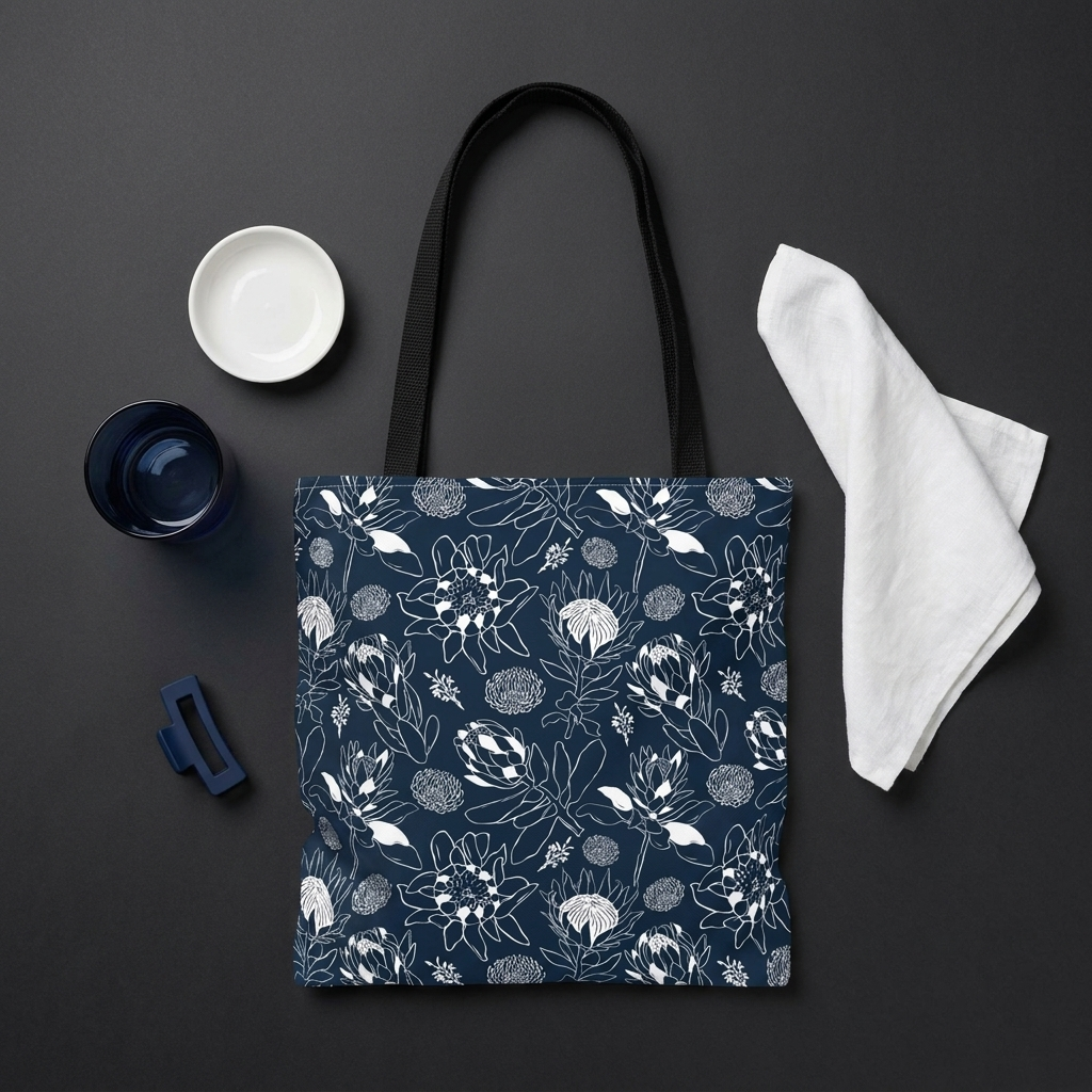 Protea Navy and White - Tote Bag
