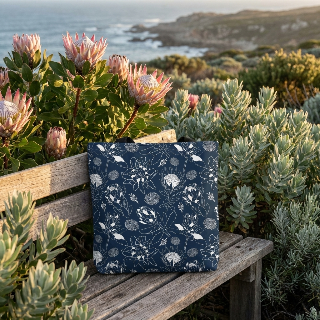 Protea Navy and White - Tote Bag