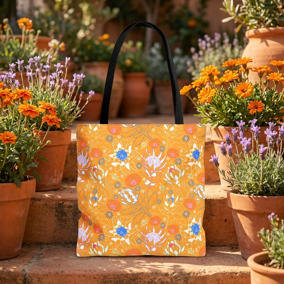 Protea with Mustard - Tote Bag